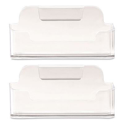 General Printing & Design Business Card Holders, Holds 50 Cards, 3.75 x 1.5 x 1.88, Plastic, Clear, 2/Pack (BCH2PK)