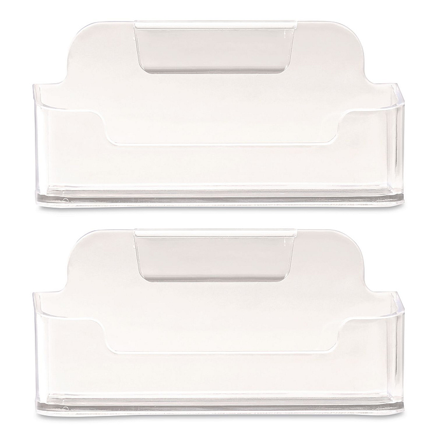 General Printing & Design Business Card Holders, Holds 50 Cards, 3.75 x 1.5 x 1.88, Plastic, Clear, 2/Pack (BCH2PK)