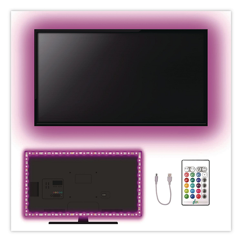 General Printing & Design LED TV Backlight for 32" to 65" Televisions, 13.1 ft String, 16 Colors (EGPLEDTV)