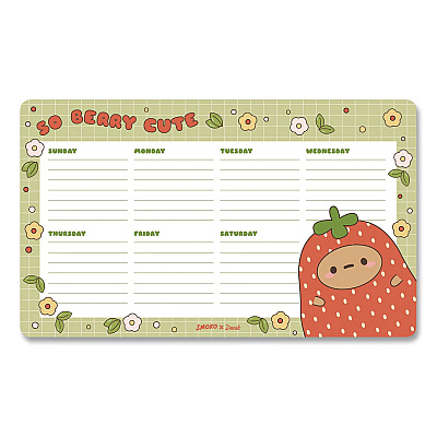 Denik Strawberry Dumpling Notepad Calendar, 10 x 6, (52) White Sheets with Strawberry Dumpling Graphic, Undated (DP1908)
