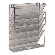 Mind Reader 5-Pocket Metal Mesh Mountable Wall File, 5 Sections, Letter Size, 12.75 x 4 x 16, Silver (MAGSTACKSIL)
