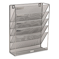 Mind Reader 5-Pocket Metal Mesh Mountable Wall File, 5 Sections, Letter Size, 12.75 x 4 x 16, Silver (MAGSTACKSIL)