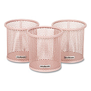 Mind Reader Metal Pen Holder, 3.5" x 3.5" x 3.75", Pink, 3 Pieces/Set (CLIPMESH3PNK)