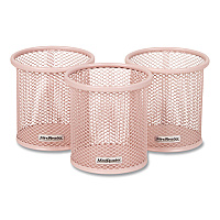 Mind Reader Metal Pen Holder, 3.5" x 3.5" x 3.75", Pink, 3 Pieces/Set (CLIPMESH3PNK)