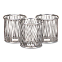 Mind Reader Metal Pen Holder, 3.5" x 3.5" x 3.75", Silver, 3 Pieces/Set (CLIPMESH3SIL)