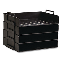 Mind Reader Stackable Plastic Desk Tray, 4 Sections, Letter Size, 13.75 x 10 x 10.75, Black (DANSTACK4BLK)
