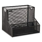 Mind Reader 4-Compartment Desk Organizer, 12.15 x 9.5 x 9.5, Black, Metal Mesh (DEEPORGBLK)
