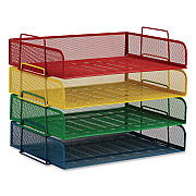 Mind Reader Metal Mesh Stackable Letter Tray, 4 Sections, Letter Size, 13.25 x 9.75 x 11.25, Assorted (DSTACK4ASST)