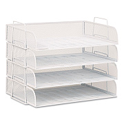 Mind Reader Metal Mesh Stackable Letter Tray, 4 Sections, Letter Size, 13.25 x 9.75 x 11.5, White (DSTACK4WHT)