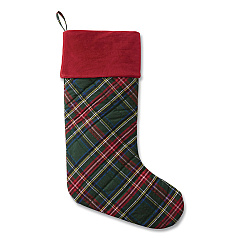 Tartan Velvet Stocking, 8.5 x 22, Green Plaid (521381972)