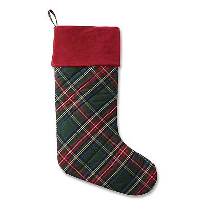 Tartan Velvet Stocking, 8.5 x 22, Green Plaid (521381972)