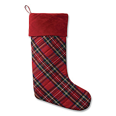 Tartan Velvet Stocking, 8.5 x 22, Red Plaid (521381973)