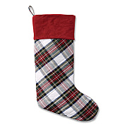 Tartan Velvet Stocking, 8.5 x 22, Cream Plaid (5213811572)