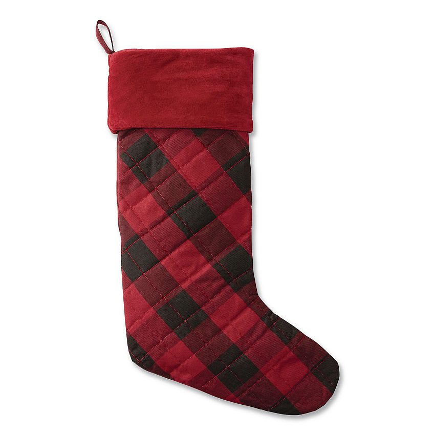 Tartan Velvet Stocking, 8.5 x 22, Red/Black Buffalo Check (52138144213)