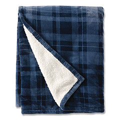 Wicked Plush Sherpa Throw, 50 x 60, Nautical Navy Plaid (50771733018)