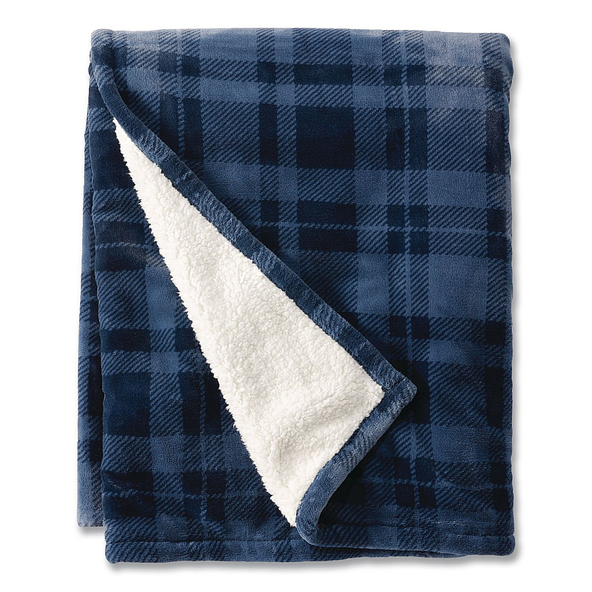 Wicked Plush Sherpa Throw, 50 x 60, Nautical Navy Plaid (50771733018)