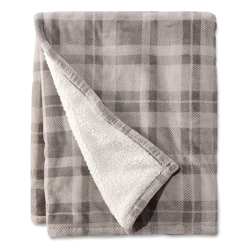 Wicked Plush Sherpa Throw, 50 x 60, Harbor Gray Plaid (50771735333)