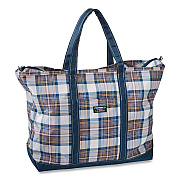 Large Polyester Everyday Lightweight Tote, 17" x 7.5" x 15", Mallard Blue Indigo Tartan (302388157643)