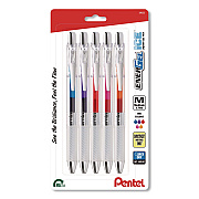 Pentel EnerGel ICE RTX Liquid Gel Pen, Retractable, 0.7 mm Medium, Assorted Ink, Clear Barrel, 5/Pack (BL77TLBP5M)