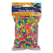 Creativity Street Pony Beads, Plastic, 0.24" x 0.35", Assorted Neon Colors, 1,000/Pack (2323379)