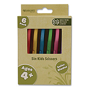 Westcott KleenEarth Rice Husk Kids Scissors, Rounded Tip, 5" Long, 2" Cut Length, Straight Assorted Color Handles, 6/Pack (00684)