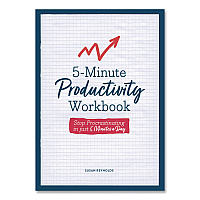 Quarto 5-Minute Productivity Workbook Journal, White/Blue/Red Cover, (192) 8 x 6 Sheets (978078584205)