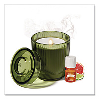 Lifelines Aromatherapy Essential Oil Flameless Candle Diffuser, Grapefruit and Bergamot Essential Oil, 5.5 x 5.5 x 5.5, Olive (LL111621)