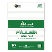 Roaring Spring Heavyweight BioBased Filler Paper, Side: 3-Hole, 8.5 x 11, Medium/College Rule, 100/Pack (13986)