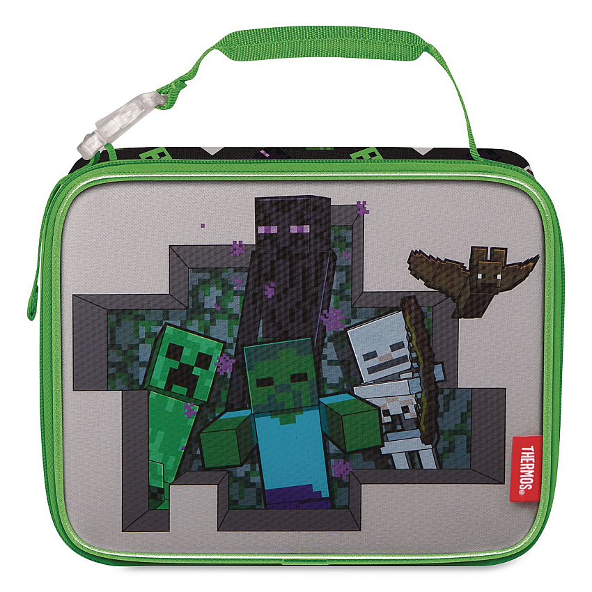 Thermos Minecraft Insulated Soft Lunch Bag, 9.5 x 3.75 x 7.5, Black/Green/Multicolor (K225055006ST)