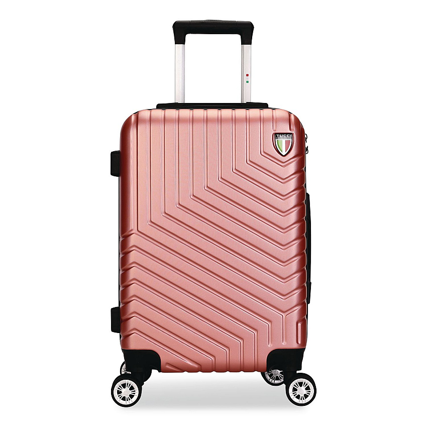 TUCCI SPETTACOLO Hardside Carry-On Spinner Suitcase, 13.7 x 8.2 x 20, Rose Gold (T072220INRGD)
