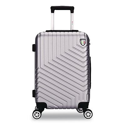 TUCCI SPETTACOLO Hardside Carry-On Spinner Suitcase, 13.7 x 8.2 x 20, Titanium Silver (T072220INTSL)