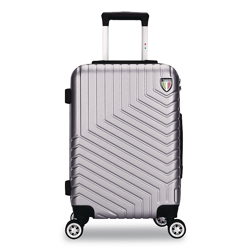 TUCCI SPETTACOLO Hardside Carry-On Spinner Suitcase, 13.7 x 8.2 x 20, Titanium Silver (T072220INTSL)