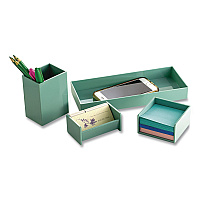 Officemate 4-Piece Desktop Supplies Organizer Set, Teal, Plastic (21532T)