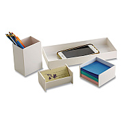 Officemate 4-Piece Desktop Supplies Organizer Set, White, Plastic (21532W)