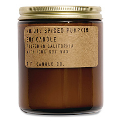 P.F. Candle Co. Soy Jar Candle, Spiced Pumpkin, 50 Hours Burn Time, 7.2 oz, Amber (SC1)
