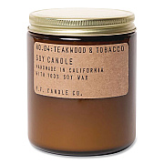 P.F. Candle Co. Soy Jar Candle, Teakwood and Tobacco, 50 Hour Burn Time, 7.2 oz, Amber (SC4)