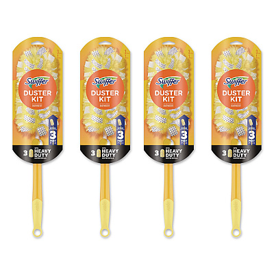 Swiffer 360 Heavy Duty Extendable Starter Dusting Kit, 3 Refills and One 6" to 3 ft Pole, 4 Kits/Carton (89114CT)