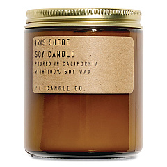 P.F. Candle Co. Soy Jar Candle, Iris Suede, 50 Hour Burn Time, 7.2 oz, Amber (XC23)