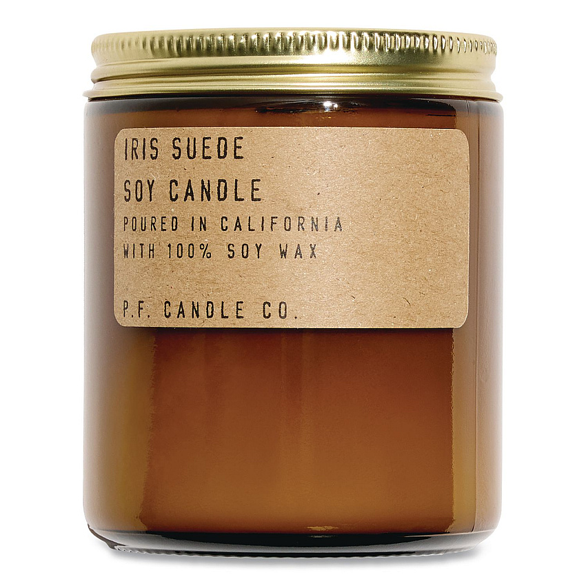 P.F. Candle Co. Soy Jar Candle, Iris Suede, 50 Hour Burn Time, 7.2 oz, Amber (XC23)