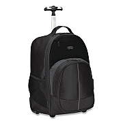 Targus Compact Rolling Backpack, Fits PC Laptops Up to 16" and MacBook Pros Up to 17", 13.8" x 9" x 19", Black (TSB750US)