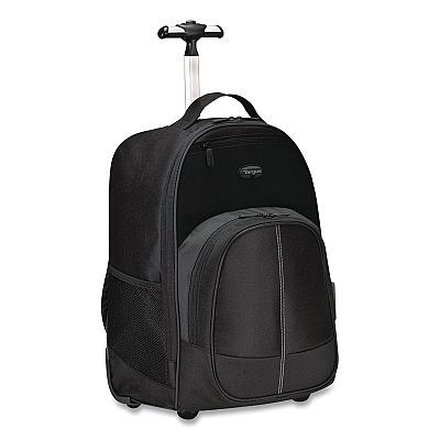 Targus Compact Rolling Backpack, Fits PC Laptops Up to 16" and MacBook Pros Up to 17", 13.8" x 9" x 19", Black (TSB750US)