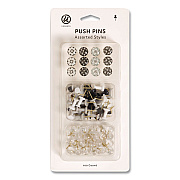 U Brands Moroccan Monochrome Push Pins, Assorted Colors, 100/Pack (2996U0624)