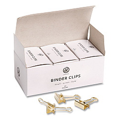 U Brands Small Binder Clips, Gold, 12 Clips/Pack, 6 Packs/Box (3595U0624BX)