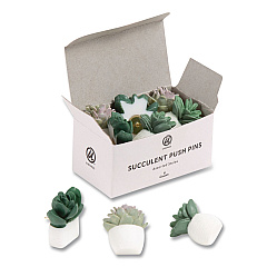 U Brands Succulent Push Pins, Green, 9/Pack (3616U0624)