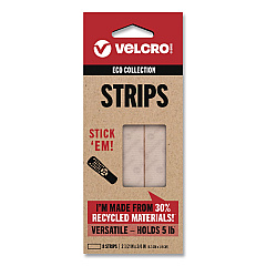 Velcro ECO Collection Hook-and-Loop Strips, 2.5" x 0.75", White, 8/Pack (VEL30191USA)