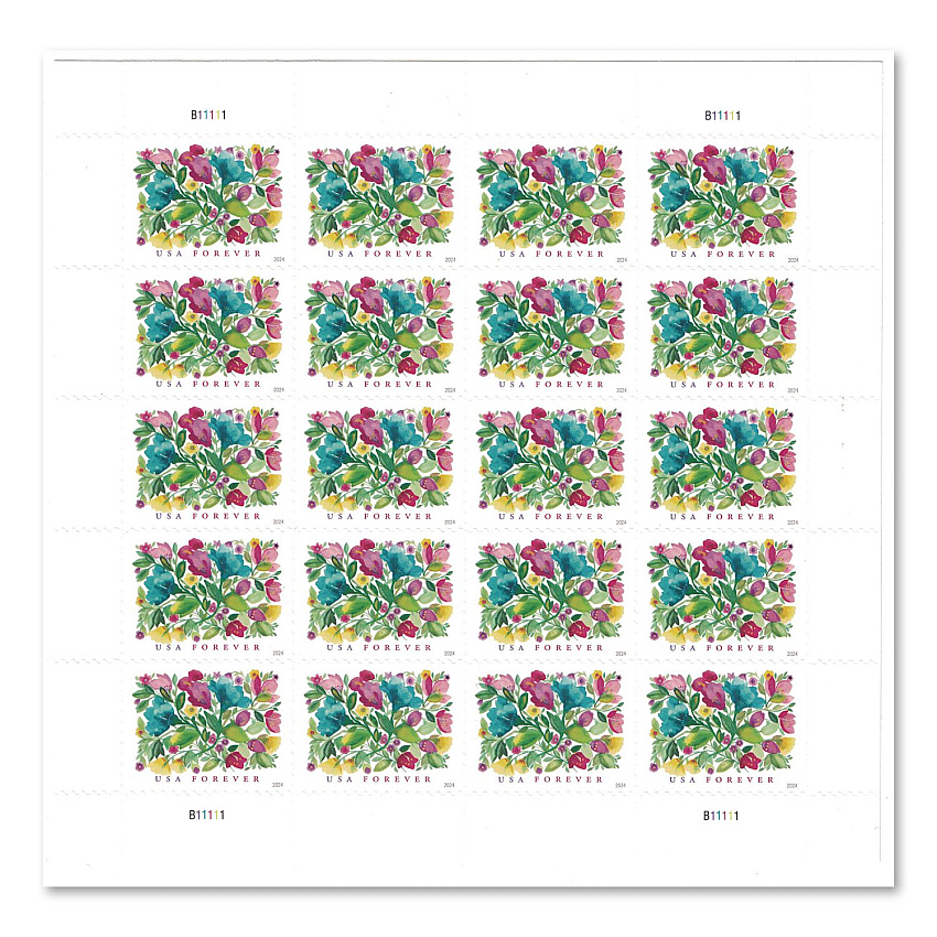 United States Postal Service 1 oz First-Class Forever Stamps, Celebration Blooms, 20 Stamps (FORCELBLOOM2)