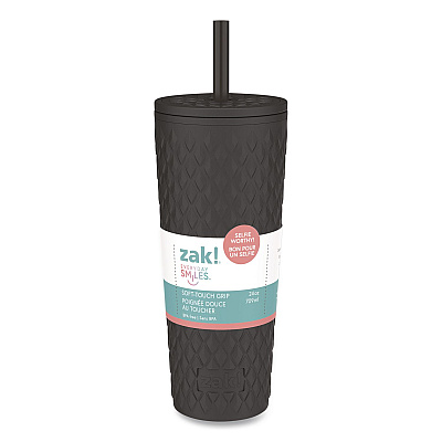 Cora Stainless Steel Double Wall Insulated Tumbler, 24 oz, Ebony (0015W621)