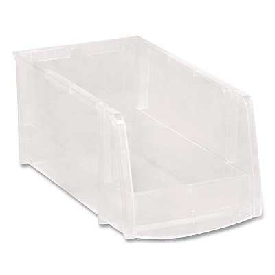 Staples Stackable Storage Bin, 0.38 L, 3 x 4.5 x 7.5, Clear (200518)