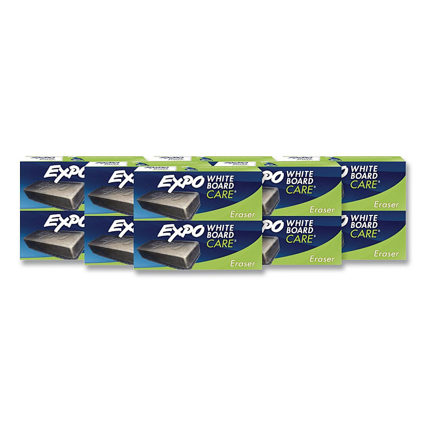 EXPO White Board CARE Dry Erase Eraser, 5.13 x 2.25 x 1.25, Charcoal, 12/Carton (81505CT)