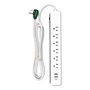GoGreen Power 6 Outlet Surge Protector with USB, 6 AC Outlets/3 USB Ports, 6 ft Cord, 450 J, White (GG1662USBC)